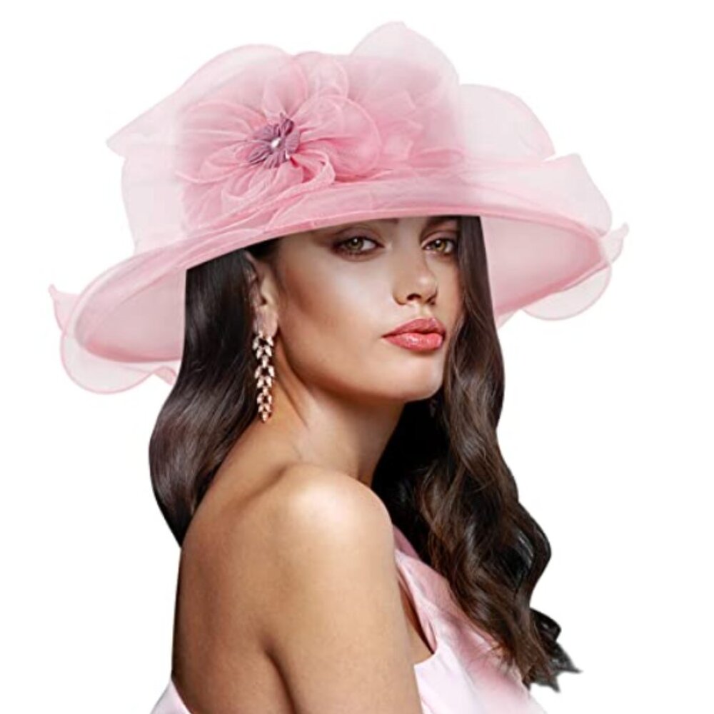 Kentucky Derby Church Dress Hat for Women Pink Fuchsia Line